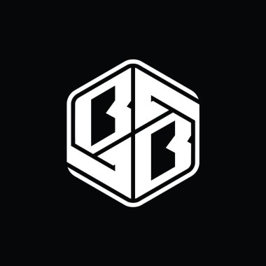 BB Harfi Logo monogram altıgen şekli ile soyut izole tasarım şablonu