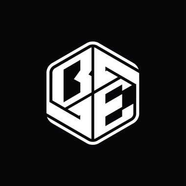 BE Harfi Logosu monogram altıgen şekli ile soyut izole tasarım şablonu