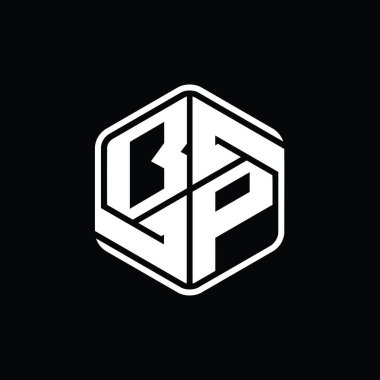 BP Harfi Logosu monogram altıgen şekli ile soyut izole tasarım şablonu