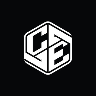 CE Letter Logo monogram altıgen şekli ile soyut izole tasarım şablonu