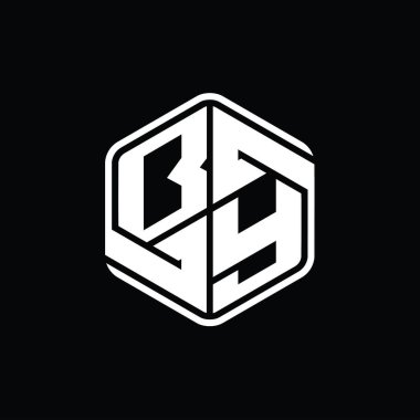 Harf Logosu monogram altıgen şekli ile soyut izole tasarım şablonu