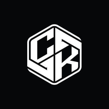 CK Harfi Logo monogram altıgen şekli ile soyut izole tasarım şablonu