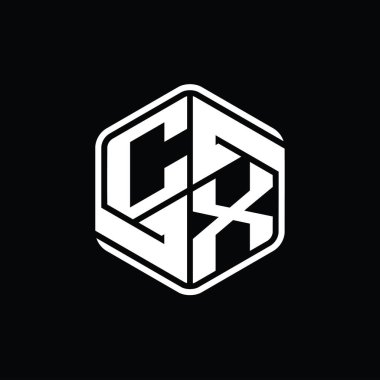 CX Harfi Logo monogram altıgen şekli ile soyut izole tasarım şablonu