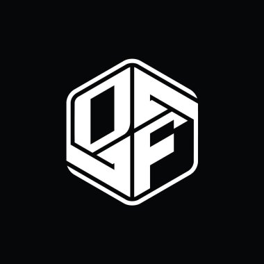 DF Harfi Logo monogram altıgen şekli ile soyut izole tasarım şablonu
