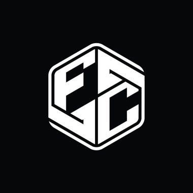 FC Harfi Logo monogram altıgen şekli ile soyut izole tasarım şablonu