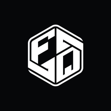 FQ Harfi Logo monogram altıgen şekli ile soyut izole tasarım şablonu