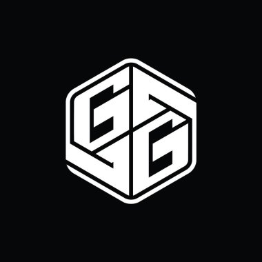GG Harfi Logo monogram altıgen şekli ile soyut izole tasarım şablonu
