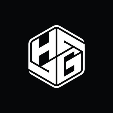 HG Harfi Logo monogram altıgen şekli ile soyut izole tasarım şablonu
