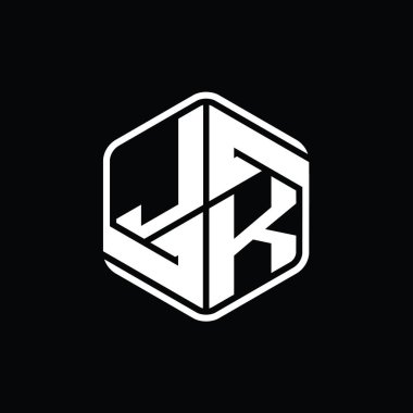 Soyut soyut izole tasarım şablonu ile JK Harfi Logo monogram altıgen şekli