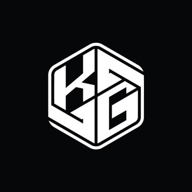 Soyut soyut izole tasarım şablonu ile KG Harfi Logo monogram altıgen şekli
