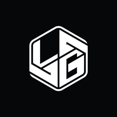 LG Harfi Logo monogram altıgen şekli ile soyut izole tasarım şablonu