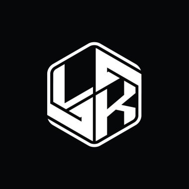 LK Harfi Logo monogram altıgen şekli ile soyut izole tasarım şablonu