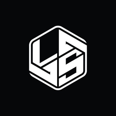 LS Harfi Logo monogram altıgen şekli ile soyut izole tasarım şablonu