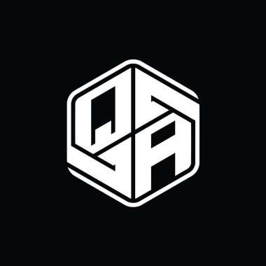 QA Harfi Logo monogram altıgen şekli ile soyut izole tasarım şablonu