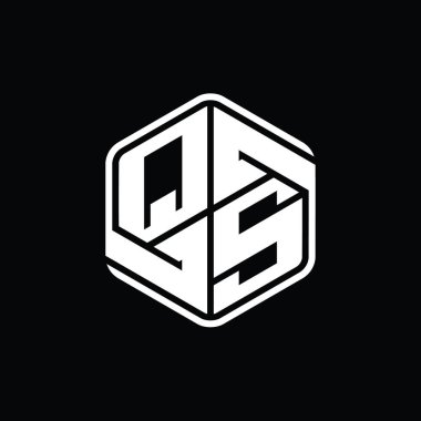 QS Harfi Logo monogram altıgen şekli ile soyut izole tasarım şablonu