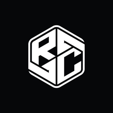 RC Harfi Logo monogram altıgen şekli ile soyut izole tasarım şablonu