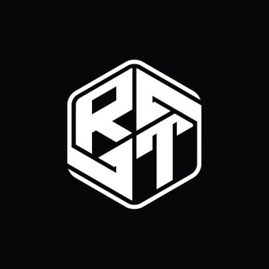 RT Harfi Logo monogram altıgen şekli ile soyut izole tasarım şablonu