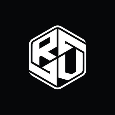 Karavan Harfi Logo monogram altıgen şekli ile soyut izole tasarım şablonu