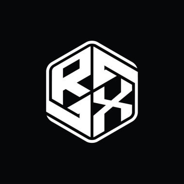 RX Harfi Logo monogram altıgen şekli ile soyut izole tasarım şablonu