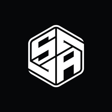 SA Harfi Logosu monogram altıgen şekli ile soyut izole tasarım şablonu
