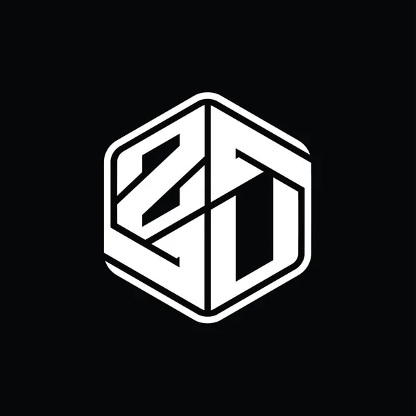 洲手紙ロゴモノグラム六角形の装飾抽象的な孤立アウトラインデザインテンプレート — ストック写真
