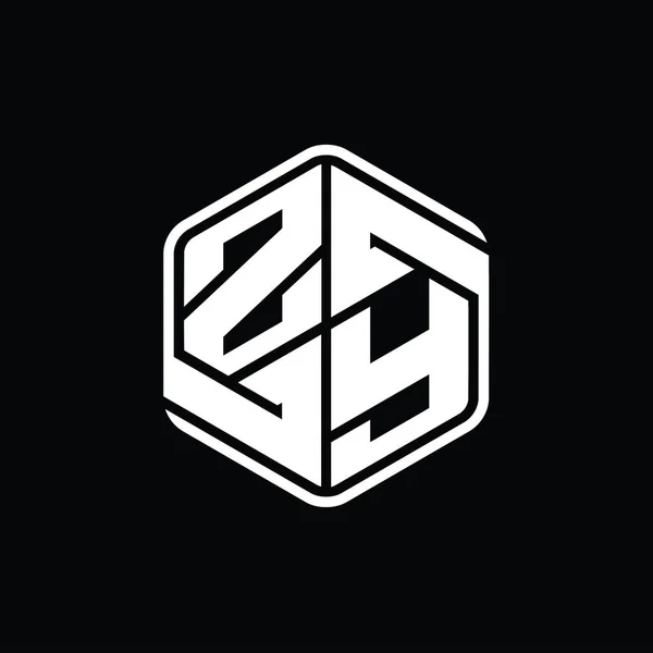 Buchstabe Logo Monogramm Sechseck Form Mit Ornament Abstrakte Isolierte Umrisse — Stockfoto