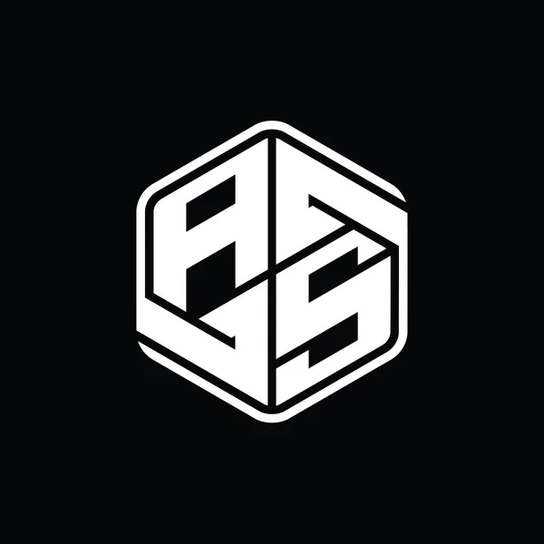 文字としてのロゴモノグラム六角形の装飾抽象的な独立したアウトラインデザインテンプレート — ストック写真