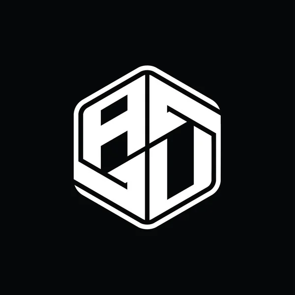 Letterロゴモノグラム六角形の装飾抽象的な独立したアウトラインデザインテンプレート — ストック写真
