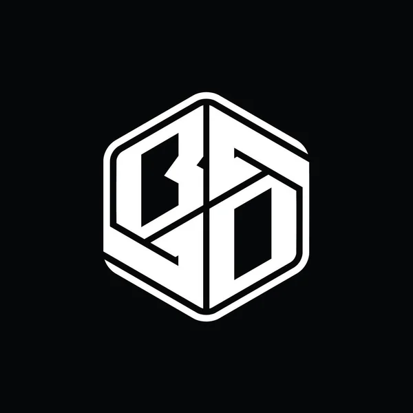 Letter Logo Monogram Hexagon Form Med Prydnad Abstrakt Isolerad Skiss — Stockfoto