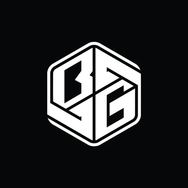 Bg文字ロゴモノグラム六角形形装飾抽象的な独立したアウトラインデザインテンプレート — ストック写真