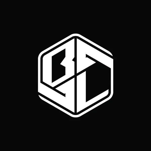 Bl手紙ロゴモノグラム六角形形装飾抽象的な独立したアウトラインデザインテンプレート — ストック写真