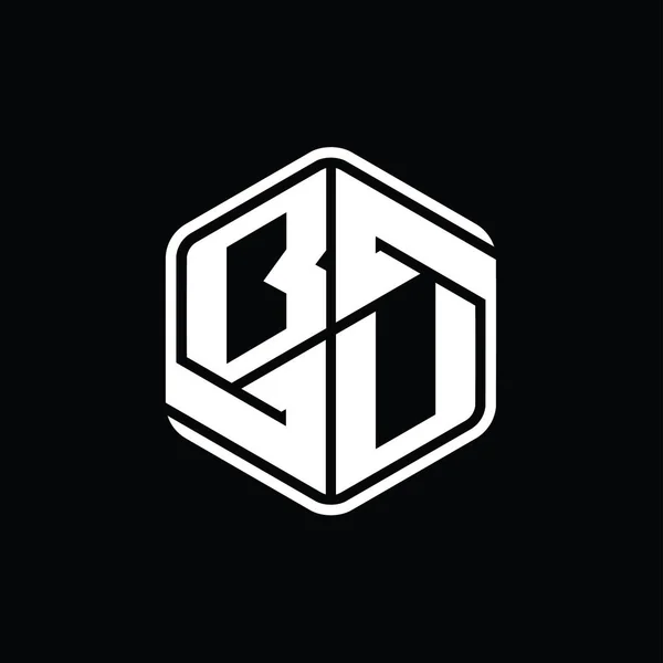 Логотип Буквы Шестиугольник Формы Орнаментом Абстрактный Изолированный Дизайн Контура Шаблона — стоковое фото
