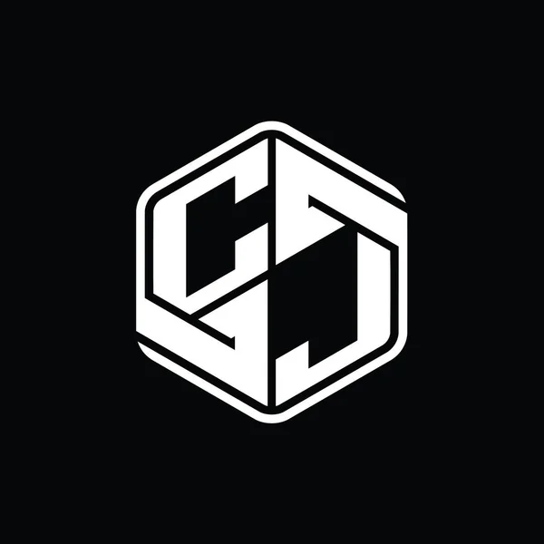 Písmeno Logo Monogram Šestiúhelník Tvar Ozdobou Abstraktní Izolované Obrys Design — Stock fotografie