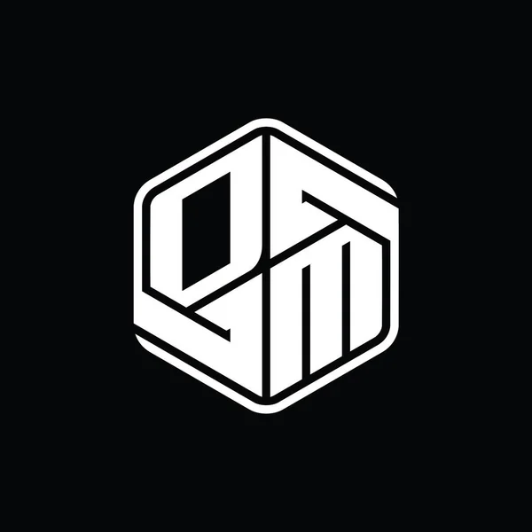 Dm文字ロゴモノグラム六角形形装飾抽象的な孤立アウトラインデザインテンプレート — ストック写真