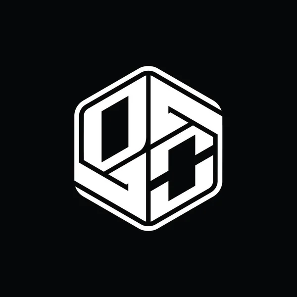 Letter Logo Monogram Hexagon Shape Ornament Abstract Isolated Outline Design — 图库照片