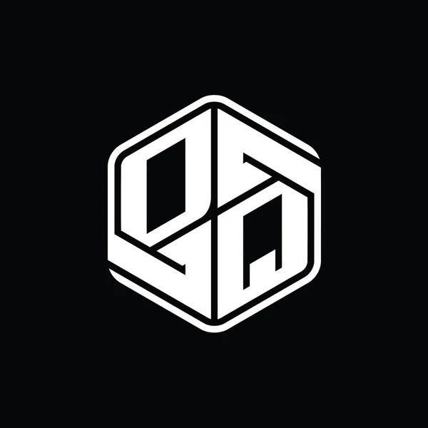 Dqレターロゴモノグラム六角形の装飾抽象的な独立したアウトラインデザインテンプレート — ストック写真