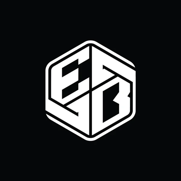 Ebレターロゴモノグラム六角形型装飾抽象的なアウトラインデザインテンプレート — ストック写真