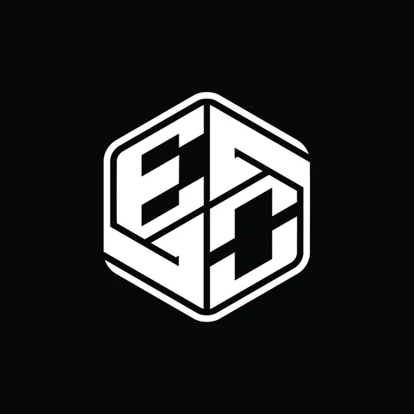 Eoレターロゴモノグラム六角形の装飾抽象的な独立したアウトラインデザインテンプレート — ストック写真