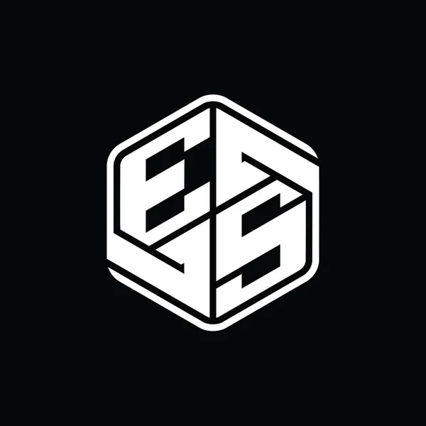 Esletter Logo Monogram Hexagon Shape Ornament Isolated Outline Design Template — 스톡 사진