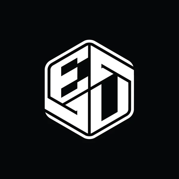 Euレターロゴモノグラム六角形の装飾抽象的な独立したアウトラインデザインテンプレート — ストック写真