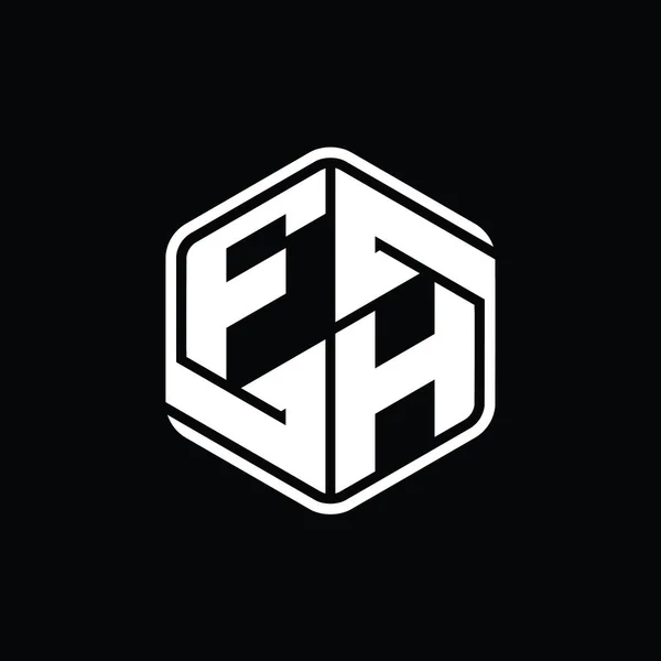 Форма Шестиугольника Логотипом Буквы Абстрактным Рисунком Контура — стоковое фото