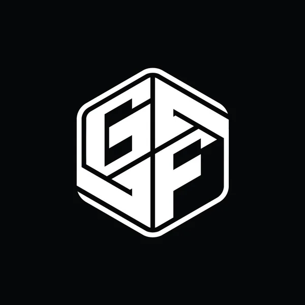 Gf字母标志六边形与装饰抽象隔离轮廓设计模板 — 图库照片