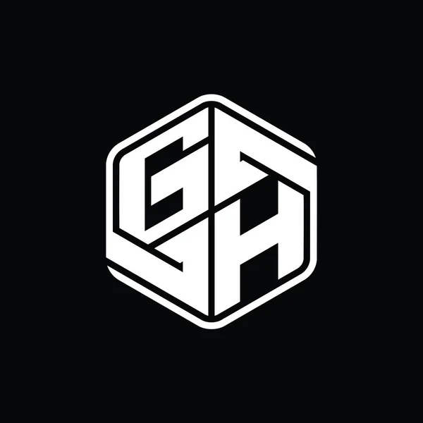 Логотип Монограмма Шестиугольник Орнаментом Абстрактный Изолированный Дизайн Контура Шаблона — стоковое фото