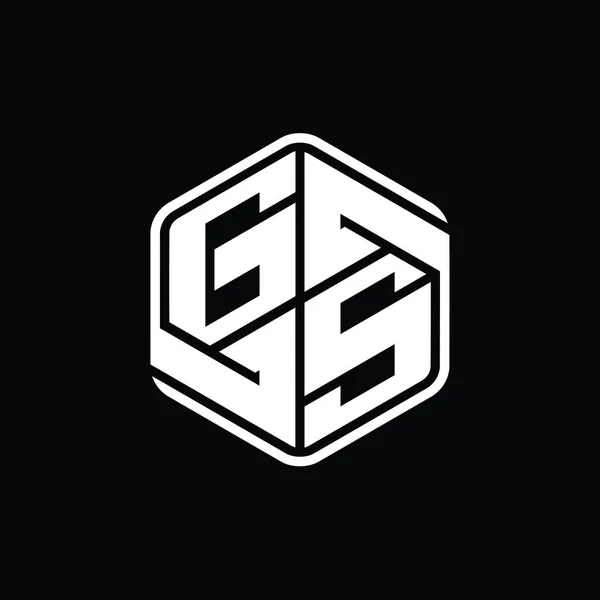Gs文字ロゴモノグラム六角形形装飾抽象的な独立したアウトラインデザインテンプレート — ストック写真