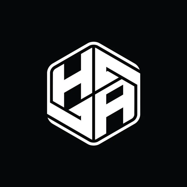 Carta Logo Monograma Hexágono Forma Con Ornamento Abstracto Plantilla Diseño — Foto de Stock