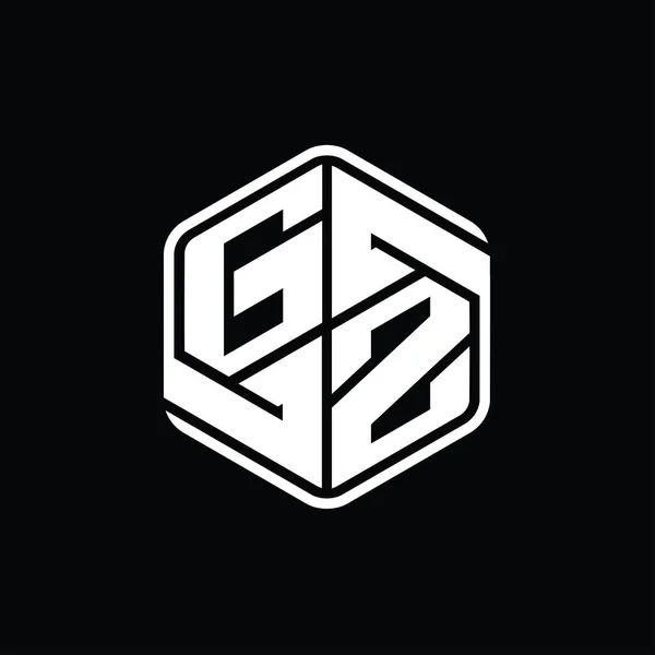 Gz文字ロゴモノグラム六角形の装飾抽象的な独立したアウトラインデザインテンプレート — ストック写真
