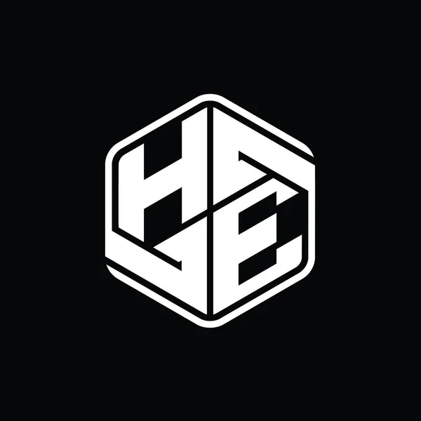 Letter Logo Monogram Hexagon Shape Ornamental Isolated Outline Design Template — 스톡 사진