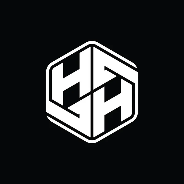 Letterロゴモノグラム6角形装飾抽象的な独立したアウトラインデザインテンプレート — ストック写真