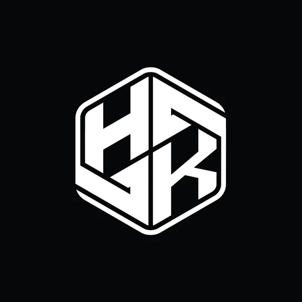 装飾抽象的な独立したアウトラインデザインテンプレートと香港レターロゴモノグラム六角形の形状 — ストック写真
