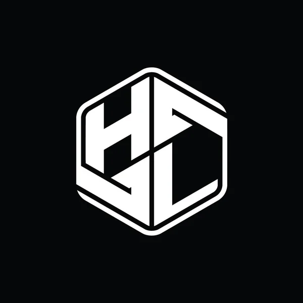 Hlレターロゴモノグラム六角形装飾抽象的な独立したアウトラインデザインテンプレート — ストック写真